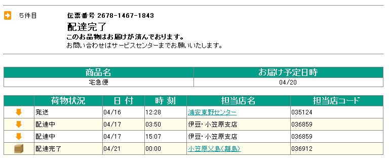 宅急便の翌日配達不可地域