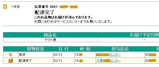 ヤマト便追跡翌日配達